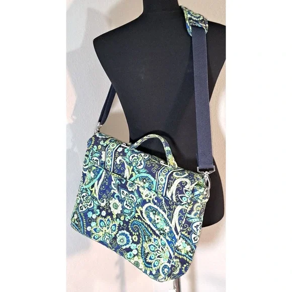 Vera Bradley Messenger Rythm & Blues Pattern Laptop Attache Convertible Strap - Picture 6 of 13